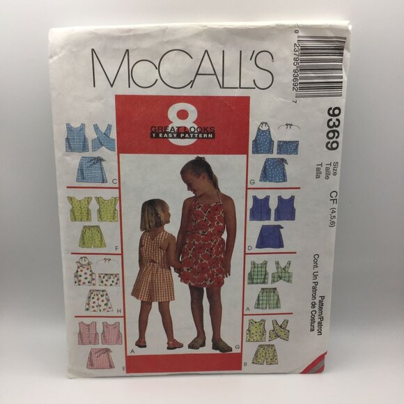 Vintage McCall's Cut Pattern 9369 Size Children Girls Tops Shorts Skorts 4 5 6 - Picture 2 of 4
